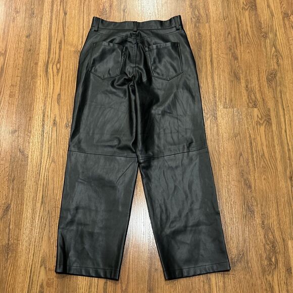 Blank NYC Pants Women 29 Faux Leather Black The Baxter Ribcage Straight Leg Crop - Picture 10 of 11